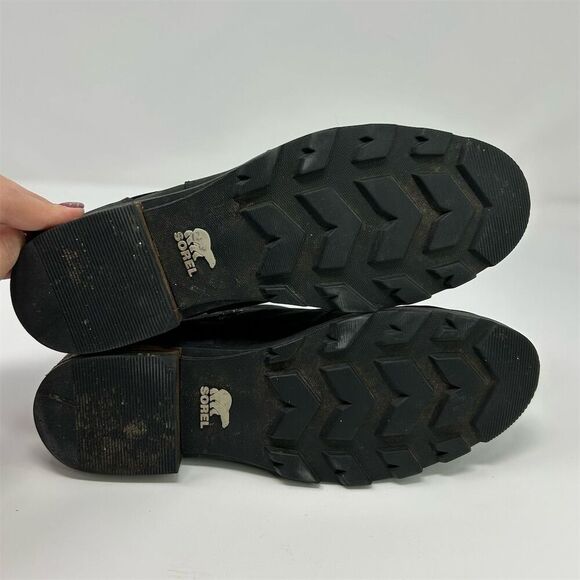 Sorel Women's Emelie Chelsea Black Leather Ankle Boots Size 7 Waterproof - Picture 11 of 13